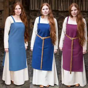 Tablier Viking m&eacute;di&eacute;val pour femmes, robe tunique avec dos nou&eacute;, robe de f&ecirc;te de foire de la