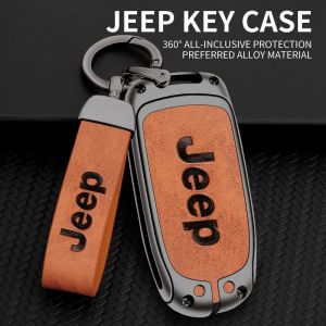 Housse de protection pour cl&eacute; de voiture en cuir et alliage de Zinc, pour Jeep Renegade Compass