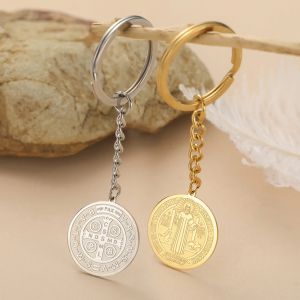 Dawapara Saint beno&icirc;t exorcisme croix porte-cl&eacute;s Double face m&eacute;daille religieuse pendentif