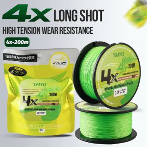 TAIYU-Ligne de pêche tressée en PE à 4 brins de 200m, fil durable de 19 à 70lb, pour pêcher la