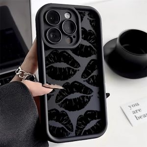 Coque de t&eacute;l&eacute;phone imprim&eacute;e l&egrave;vres noires, &eacute;tui pour Poco X6 Pro M6 X5 Xiaomi Redmi Note 13 Pro 12