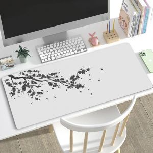Tapis de souris de jeu de style japonais rose Sakura tapis de souris noir blanc XXL grand tapis de