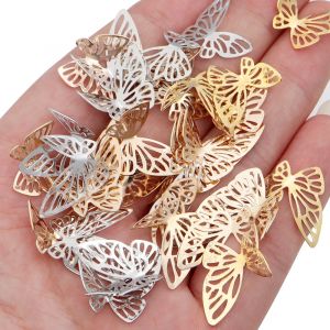 Accessoires papillon creux en fer, 50 pi&egrave;ces/lot, bricolage, d&eacute;coration de la maison, perles