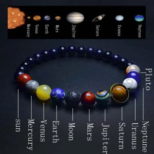 Bracelet Unique huit planètes Homme femme 6mm 8mm roche volcanique naturelle Braslet Lapis Lazuli