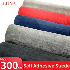 Rouleau de velours auto-adh&eacute;sif pour int&eacute;rieur de voiture, tissu en daim noir, collant, r&eacute;tractable,