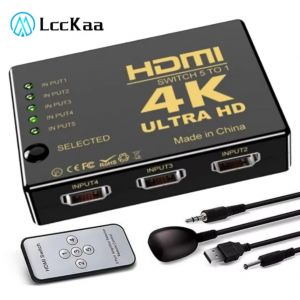 Commutateur vidéo HDMI avec télécommande IR, 5 entrées, 1 sortie, commutateurs HDMI pour Xbox, PS4,