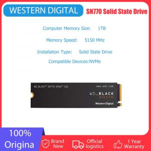 Western Digital-Disque SSD interne de jeu, WD 1 To, SN770, NVMe, Gen4, PCIe, M.2 2280, jusqu'&agrave; 5,150