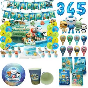 Décoration de fête d'anniversaire les Octonauts, assiette en papier jetable, océan, capitaine,
