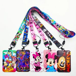 Porte-Badge d'identification avec lanière Disney, mignon Minnie, étui pour cartes de crédit, sangle