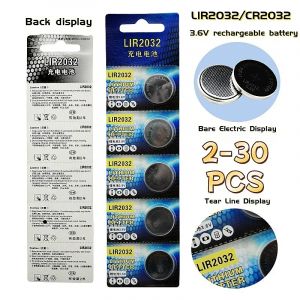 2-30 pièces LIR2032 batterie Rechargeable pratique 2032 charge au Lithium peut remplacer 3.6v 40mAH