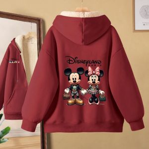 Veste d'agneau Minnie Mouse pour hommes et femmes, manteau d'anime de dessin anim&eacute; Disney, sweat &agrave;