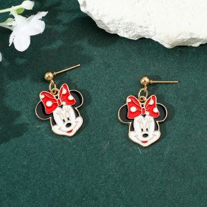 Boucles d'oreilles Minnie de dessin animé pour femmes, Piercing d'oreille, accessoires de bijoux,
