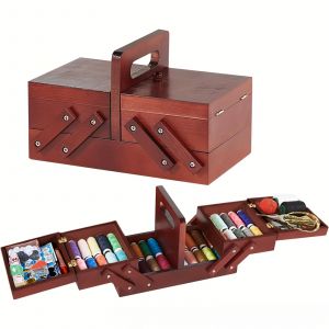 Boîte de couture extensible en bois, 1 pièce, boîte de rangement pour Kit de couture avec poignée,