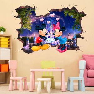 3D dessin anim&eacute; Mickey Minnie b&eacute;b&eacute; maison d&eacute;calcomanies stickers muraux pour chambre d'enfants b&eacute;b&eacute;