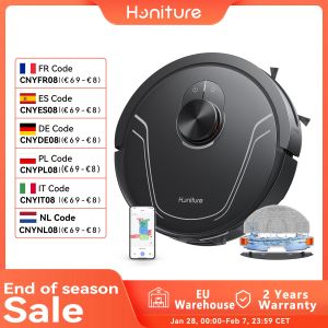 Honiture Robot Aspirateur Robot Laveur,Navigation Lidar 360°,5000pa,Cartes pour sols Multiples,Zones