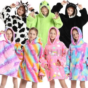 Sweat à capuche pour enfants, couverture surdimensionnée avec manches, Panda, girafe, Kigurumi,