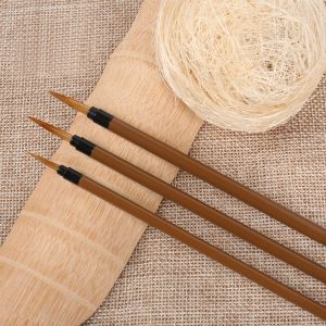 SeamiArt 3 pièces cheveux de belette Chinoiserie aquarelle peinture pinceau pour aquarelle crochet