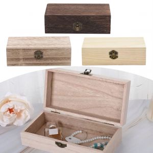 Bo&icirc;te de rangement rectangulaire en bois avec boucle r&eacute;tro, bo&icirc;te-cadeau en bois &agrave; clapet pour