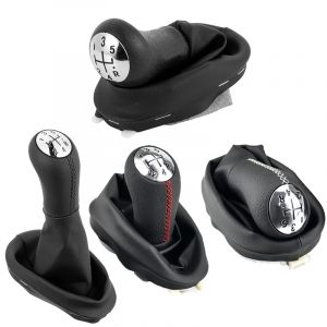 Pommeau de levier de vitesse en cuir &agrave; 5 vitesses, couvercle de d&eacute;marrage pour Renault Clio 2 II