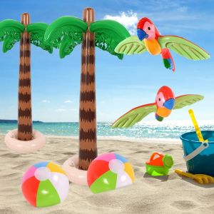 Décoration de fête hawaïenne palmier PVC jouet gonflable oiseau Tropical boule ballons Luau été