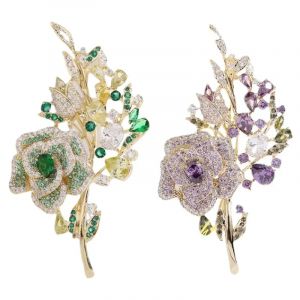 Mode Rose incrust&eacute; color&eacute; strass Zircon temp&eacute;rament fleur broche dame costume veste chemise broche