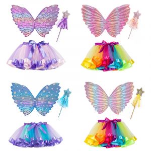 Jupe Tutu d'été pour filles, Mini jupe princesse pour enfants, jupes colorées en Tulle arc-en-ciel,