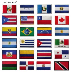 1PC 3D USA Canada br&eacute;sil mexique chili p&eacute;rou am&eacute;rique du nord et du sud pays drapeau patchs brassard