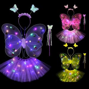 Accessoires de costume LED pour enfants, jupes pour filles, ailes d'ange Shoous, jupe papillon