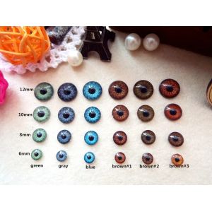 20 pi&egrave;ces yeux BJD dos plat 4 tailles 6 couleurs peuvent &ecirc;tre choisies 6mm/8mm/10mm/12mm