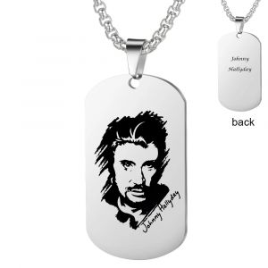 Collier à bascule française Johnny Hallyday, bijoux à la mode en acier inoxydable, pendentif de