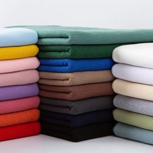 Tissu à Manchette Côtelée en Coton Extensible 2x2, 20x110cm, pour Couture de Vêtements, Accessoires