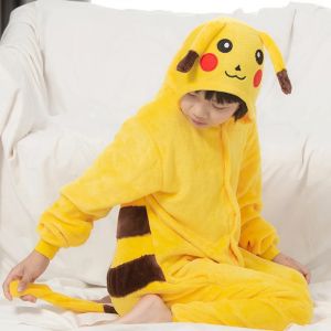 Pyjama une pièce en flanelle pour enfants, dessin animé animal Pikachu, pour bébés, garçons et