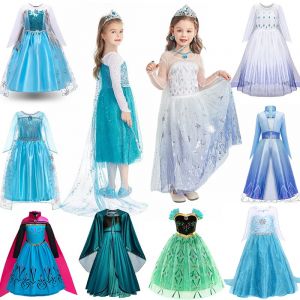 Robes reine des neiges Elsa pour filles, Costumes de Cosplay pour enfants, robes de princesse
