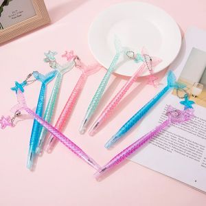 Pendentif sirène à paillettes en cristal, 5 pièces, stylo neutre, cadeau d'invité de demoiselle