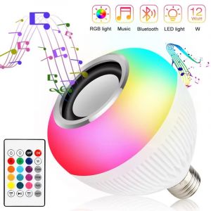 Ampoule Bluetooth LED E27 12W RGB Colore Contrôle à Distance Dimmable Haut-parleur Intelligent