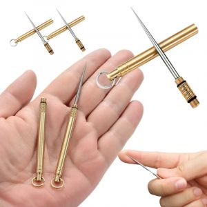 Cure-dents de poche portables en titane, porte-clés en laiton avec porte-cure-dents en métal pour