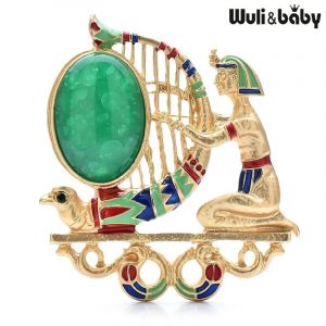 Wuli & baby jouant la harpe dame broches égyptiennes pour les femmes beau Instrument et fille Figure