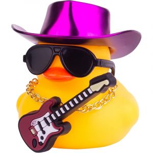 Canard en caoutchouc jaune de voiture, décoration de tableau de bord de canard avec collier de