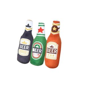 Bouteille de whisky &agrave; motif imprim&eacute;, remplissage en peluche, Vodka, son couinant, jouet pour chien