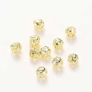 20 pi&egrave;ces/sac 4mm 5mm 6mm 18K plaqu&eacute; or creux rond entretoise perle en laiton bracelet &agrave; breloques