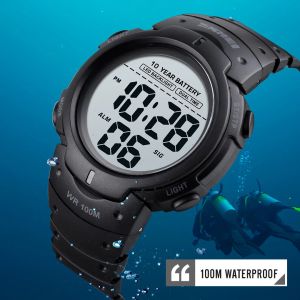 SKMEI 1560 hommes numérique 100M étanche montre-bracelet hommes 2 temps 10 ans batterie réveil reloj