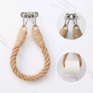 Distributeur de porte-serviettes en papier r&eacute;tro, porte-papier hygi&eacute;nique sans poin&ccedil;on, corde