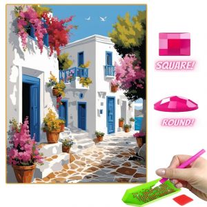 Paysage diamant peinture beau Santorin plein diamant mosaïque Art broderie point de croix Kit maison