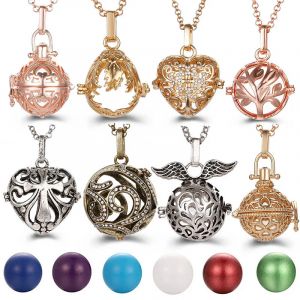 Carillon du mexique, cœur creux, ailes d'ange, collier Vintage, bijoux boule de musique, huile