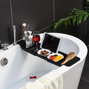 Étagère de baignoire extensible, plateau de baignoire de salle de bains, caddie de douche, support