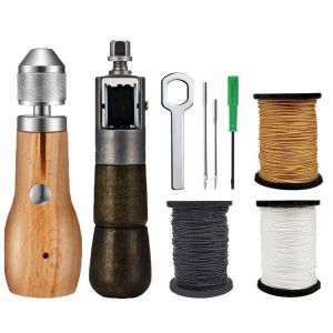 Kit de fil &agrave; coudre en cuir, Machine &agrave; coudre &agrave; la main, verrouillage rapide, aiguilles de fil,