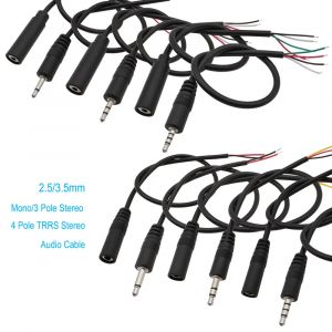 Prise mâle/Jack femelle 3.5mm 2.5mm vers fil nu extrémité ouverte TS Mono/3 pôles/4 pôles TRRS