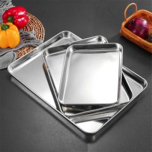 Moule à gâteau rectangulaire en acier inoxydable, plateau de four à pain et à Pizza, plat à muffins,