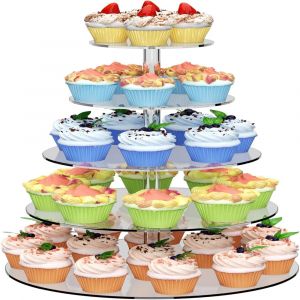 Support à cupcakes rond en acrylique à 3/4/5 niveaux, support transparent pour cupcakes