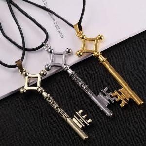 Collier attaque sur Titan pour hommes, pendentif Eren Key Shingeki No Kyojin, mode Vintage rétro,